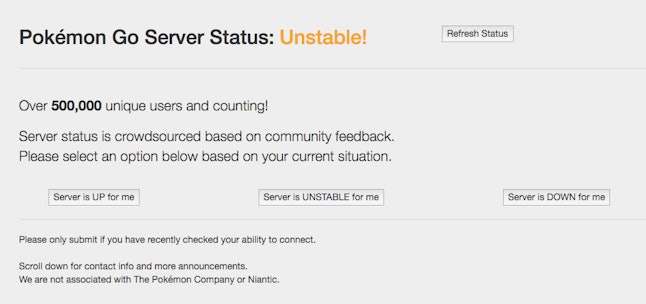 pokemon go servers are