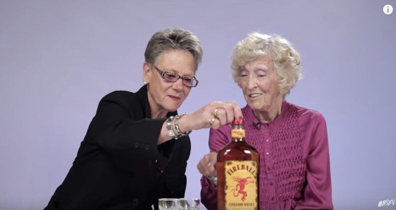 Grannies Try Fireball Whisky For The First Time & Watching