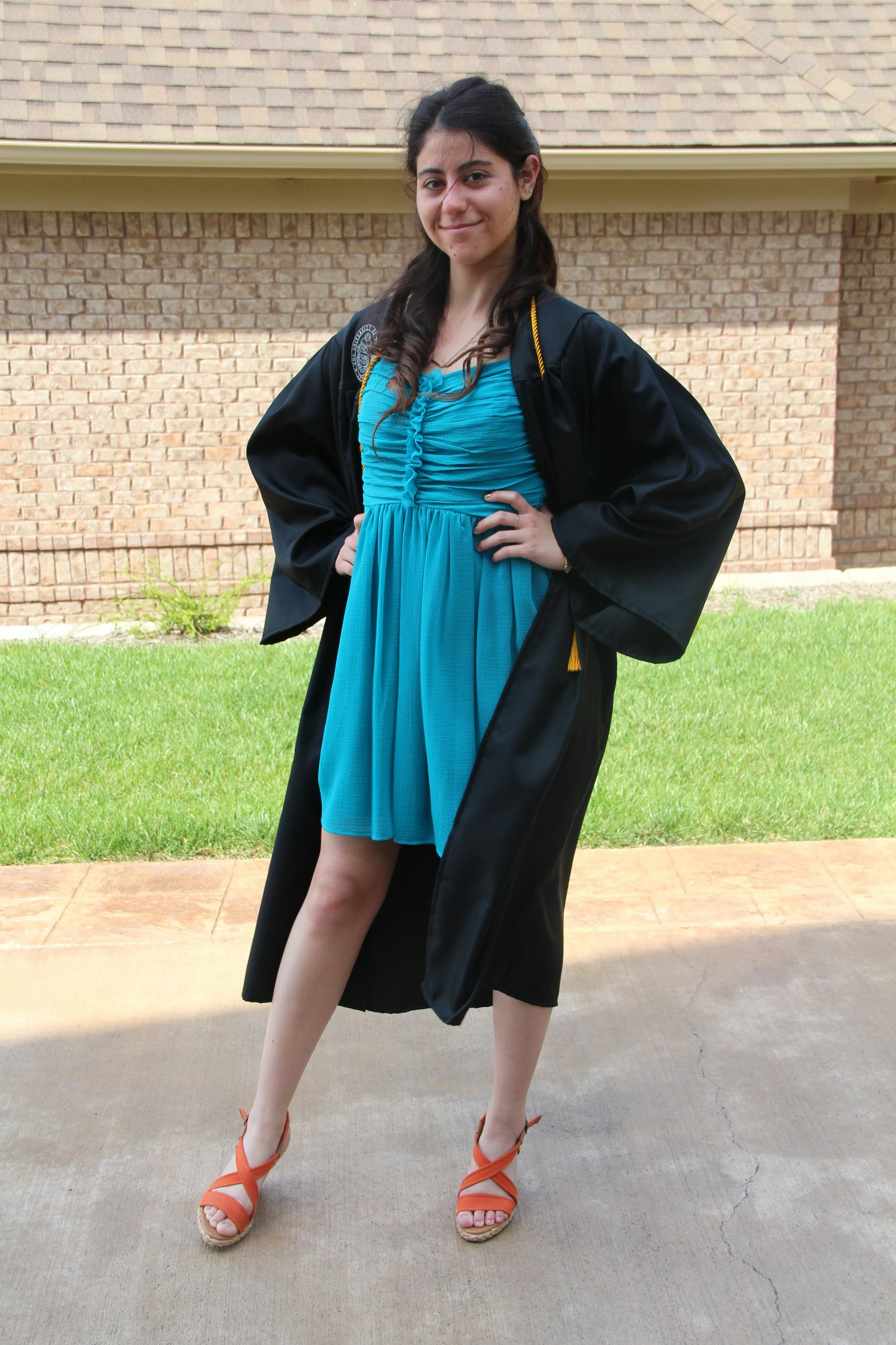 maxi dress with graduation gown