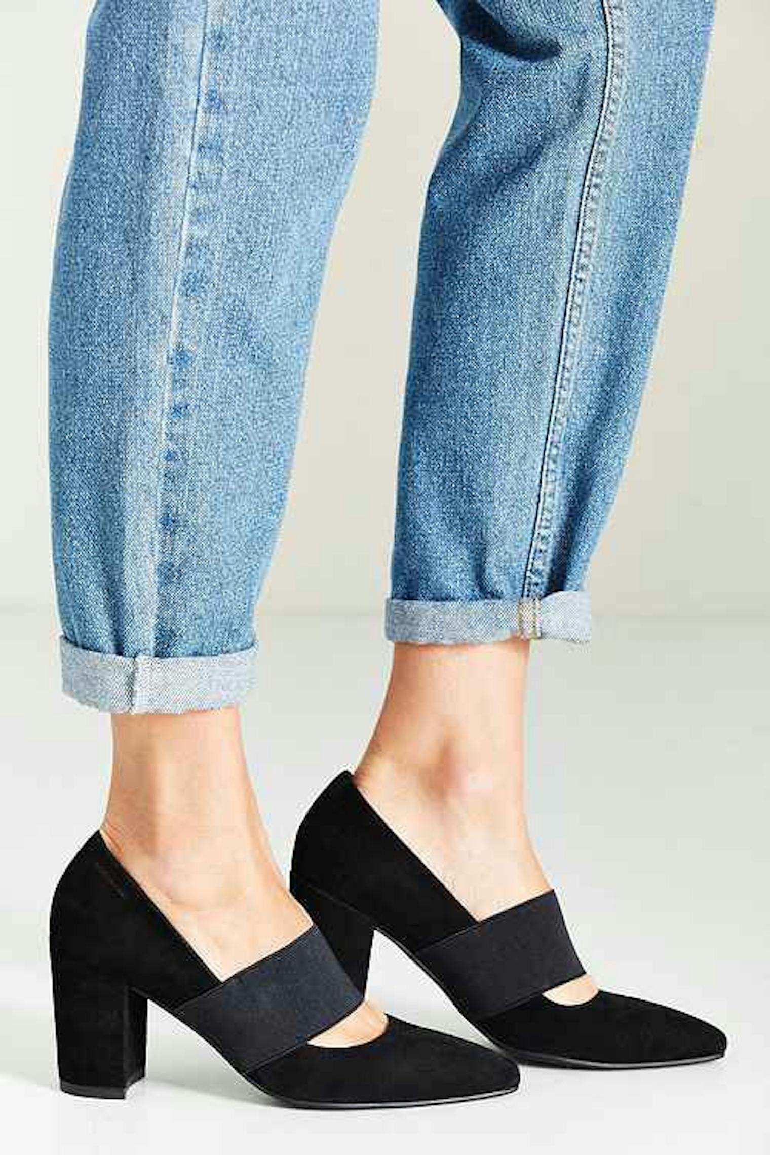 white kitten block heels