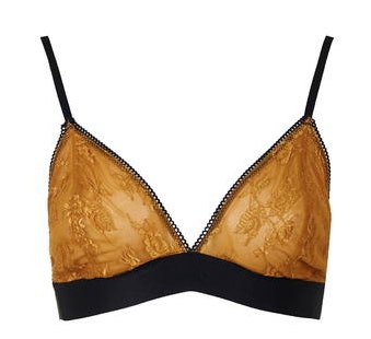 NWT Urban Outfitters Velvet Bralette Gold Moon M Crushed Velvet Triangle 