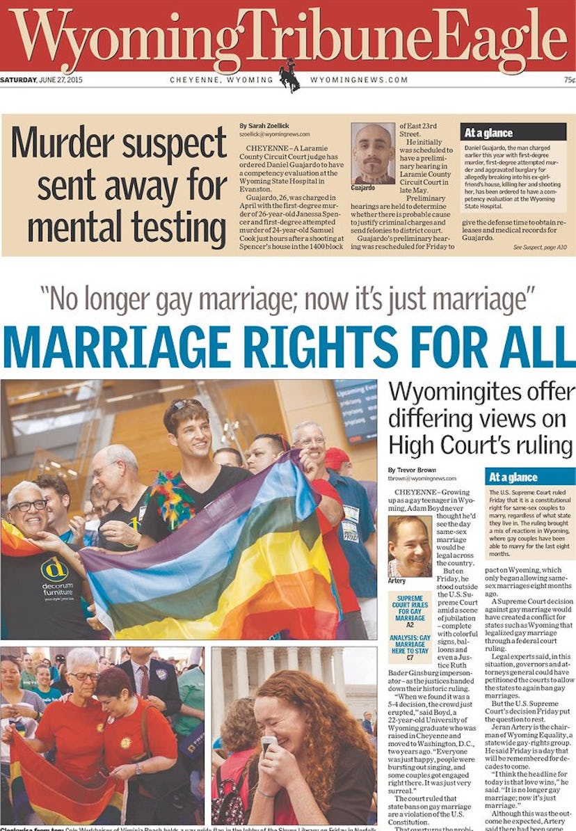 Gay Marriage Reactions From Newspapers Across The United States Are Mostly Celebratory But