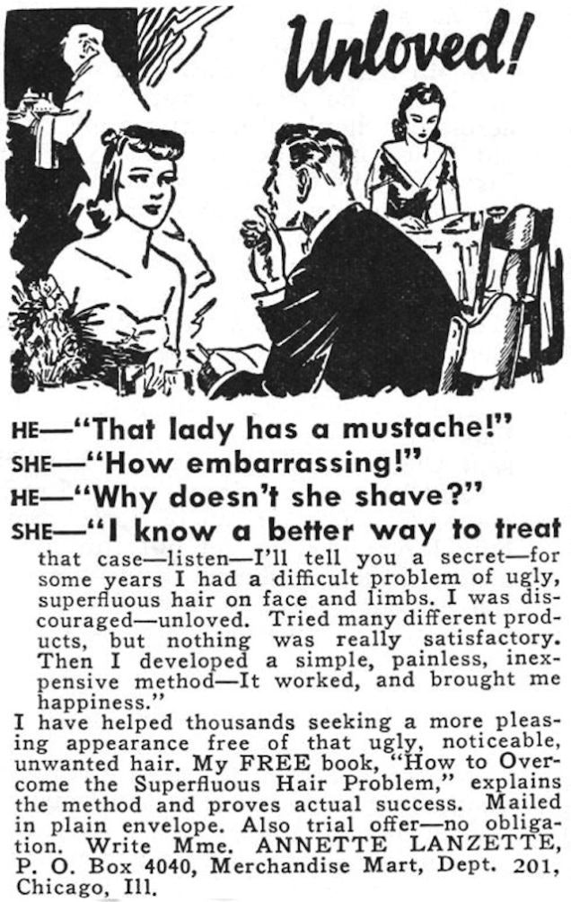 advert encouraging women to shave due to male attention