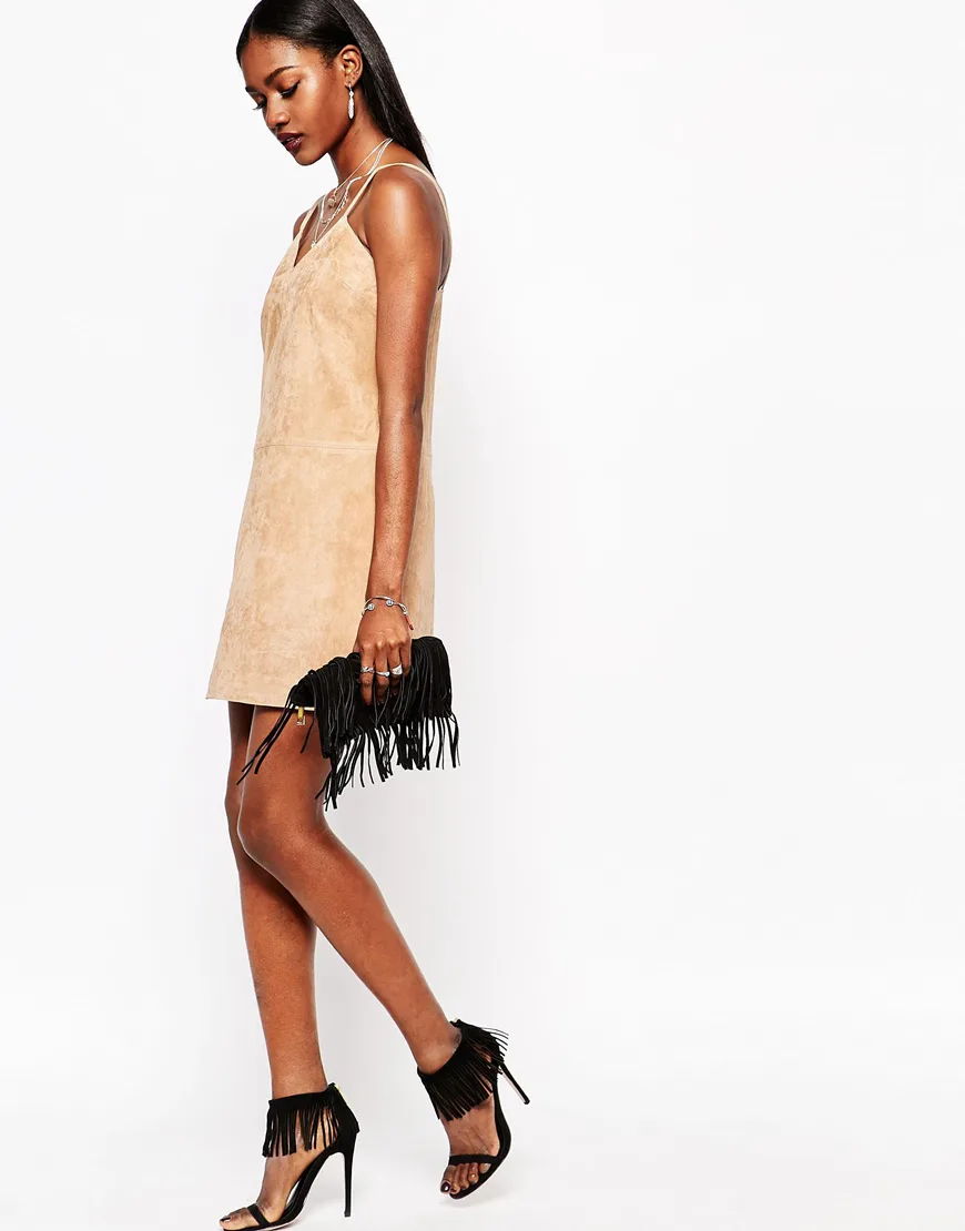 kylie jenner brown suede dress Marilyn Brown Midi Dress