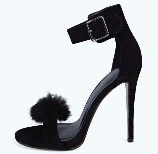 fluffy pom pom heels