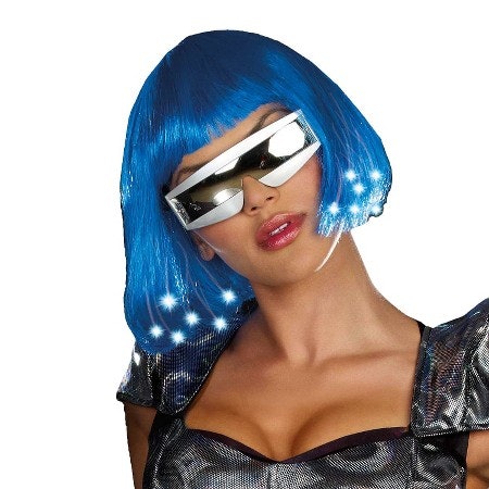 blue costume wig