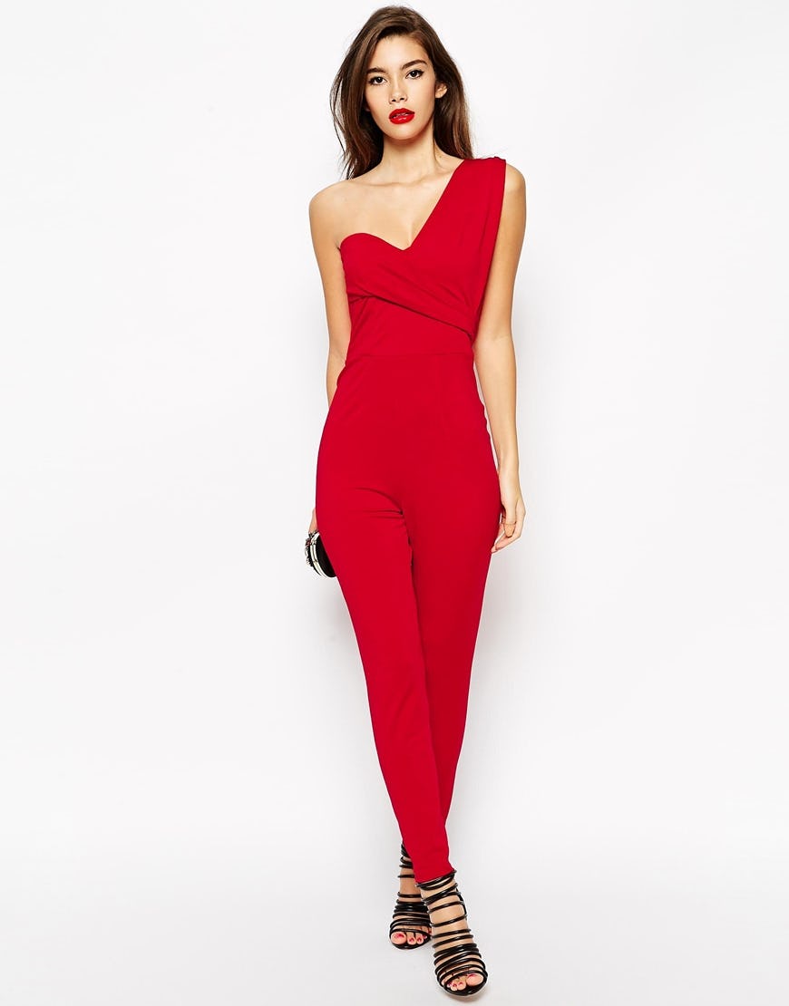 how to accessorize a red jumpsuit