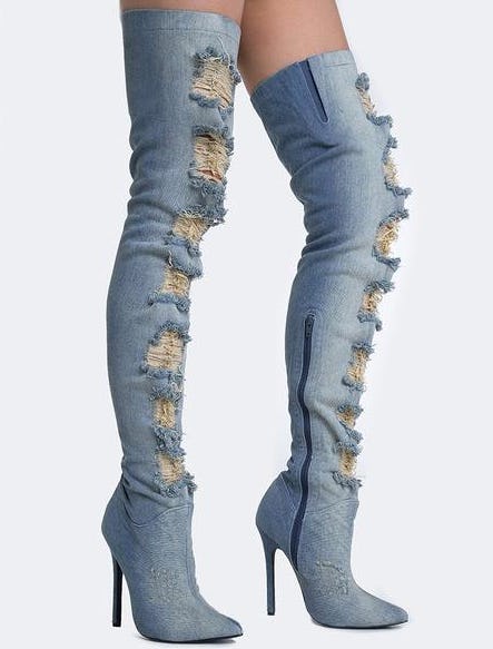 denim thigh high boots size 11