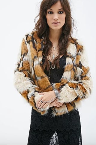 forever 21 multicolor faux fur coat
