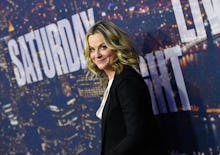 Amy Poehler posing for a photo at a saturday night live red carpet event