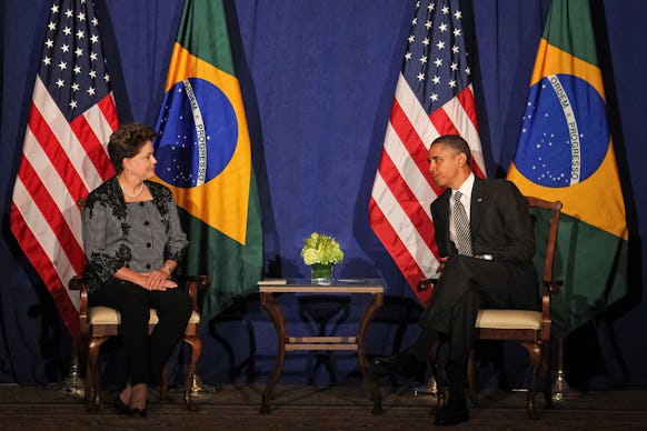 Former President of Brazil - Dilma Rousseff and former President of USA Barack Obama