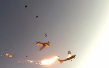 Two planes colliding in mid-air