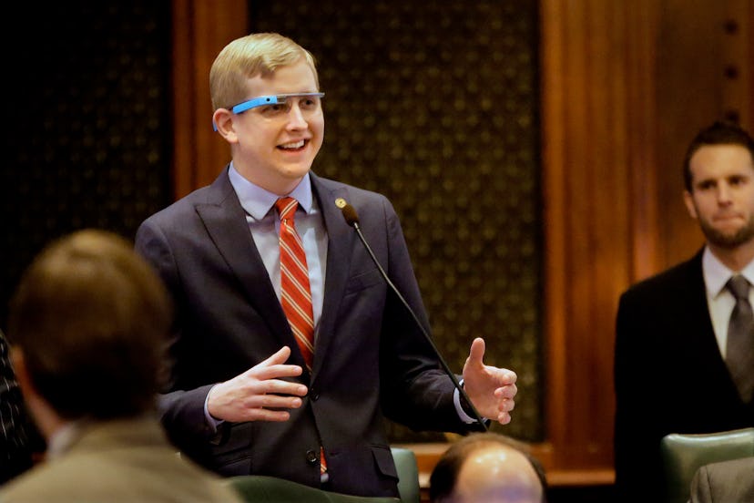 An Illinois representative shows new Google Glass