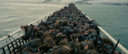 Scene from dunkirk with soldiers crammed on the dock