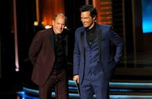 Woody Harrelson and Matthew McConaughey on an award show stage