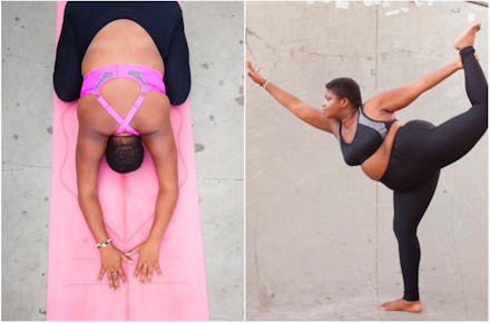 Jessamyn Stanley doing two different yoga poses