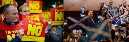 Protests about Sctoland's vote on independence