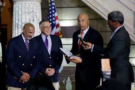 Cory Booker officiating the first gay wedding in Newmark