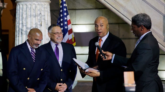 Cory Booker officiating the first gay wedding in Newmark