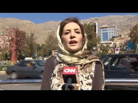 A woman in Iran being interviewed about what she really thinks of Americans