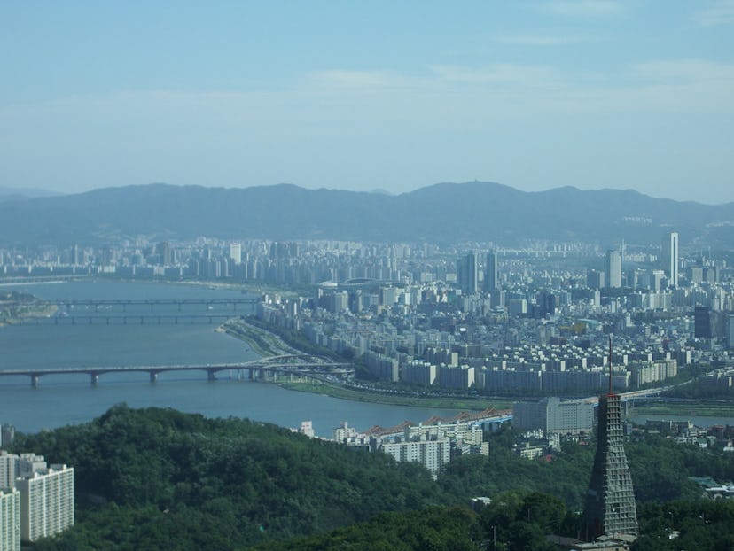 An aerial view of South Korea, with faster internet than the U.S.