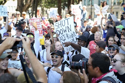A large crowd during a protest against Arpaio, another right-wing rally shut down