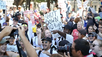 A large crowd during a protest against Arpaio, another right-wing rally shut down