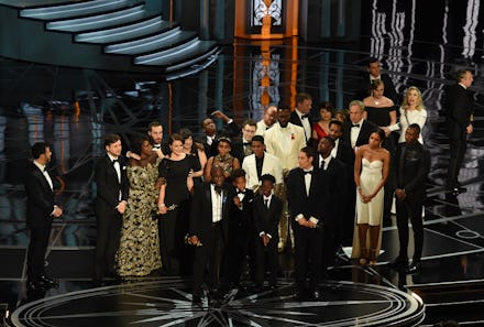 Oscar winners on stage at the 2017 Oscar Award ceremony