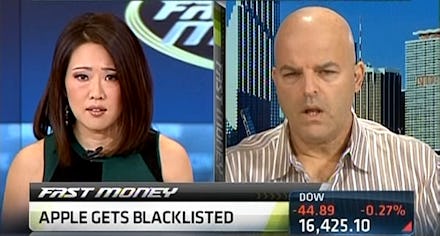 Ronnie Moas guest starring on fast money and talking about apples blacklist