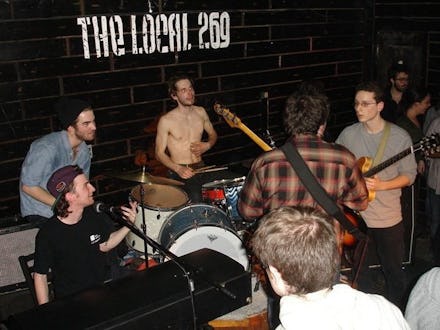 Tom Barnes drumming and jamming with others at the local 269