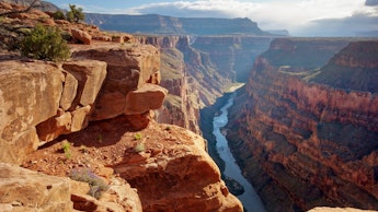 A view of the most famous National Park in North America, the Grand Canyon on a sunny day