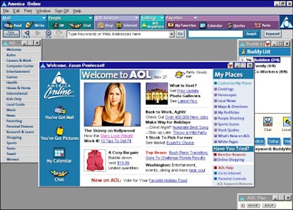 Home page of America Online from the 1990s 