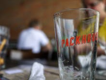 A glass at a restaurant table