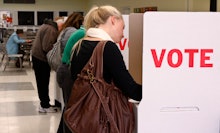 A young woman voting in Virginia's Gubernatorial Elections