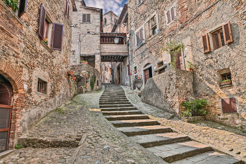 One of the medieval streets of Arezzo, Italy