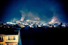 The skyline of a Turkish city at night