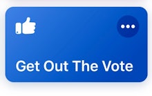 A blue notification 'Get Out The Vote' on the Siri Shortcuts app