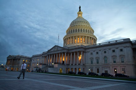 The United States Capitol at dusk