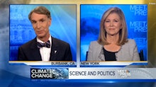 Marsha Blackburn and Bill Nye during their TV debate