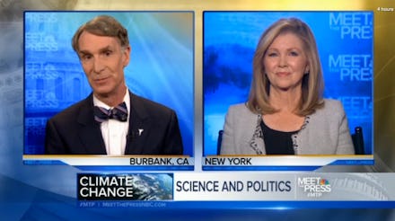 Marsha Blackburn and Bill Nye during their TV debate