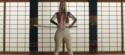 Iggy Azalea with a sword in her music video with various tributes to Quentin Tarantino