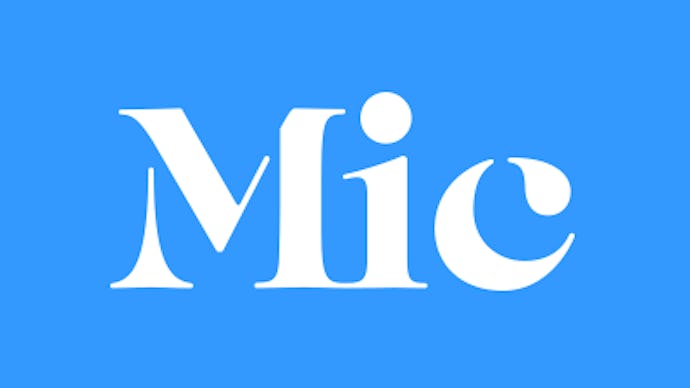 Mic blue logo with white text