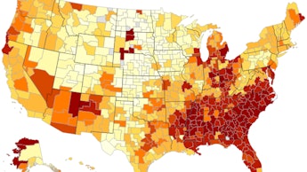 A map of the united states which shows the best and worst cities for economic mobility