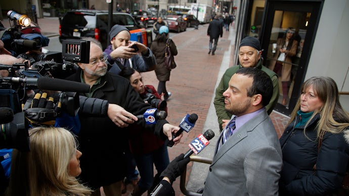 Jose Garza representing veterans demanding the legalized use of marijuana for medical purposes givin...