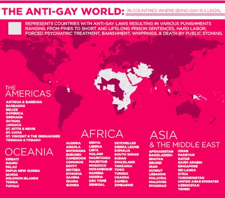 The map of the anti-gay world countries