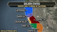 A map showing how Tim Draper would break up California into six states 