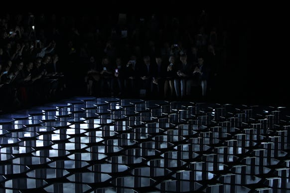 The stage setup for Balenciaga's first men's runway show