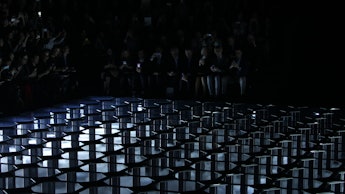 The stage setup for Balenciaga's first men's runway show