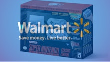 A box for the Super Nintendo console with a Walmart logo over it