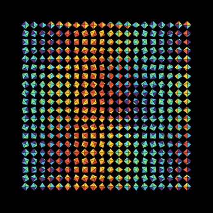A gif with a lot of differently colored small objects turned into art by a graphic designer